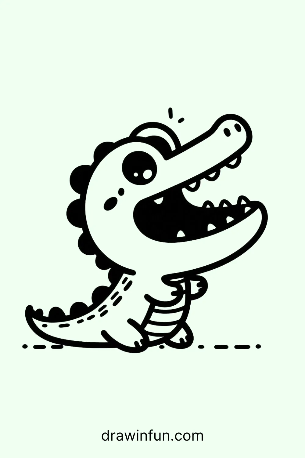 Alligator with Open Mouth easy drawing