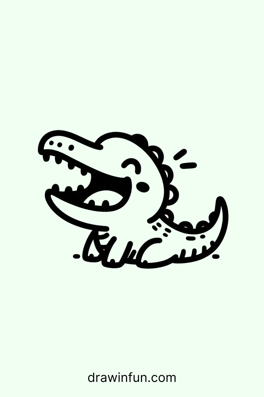 Alligator with Open Mouth easy drawing