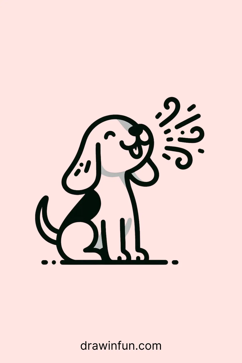 A Beagle barking energetically easy drawing