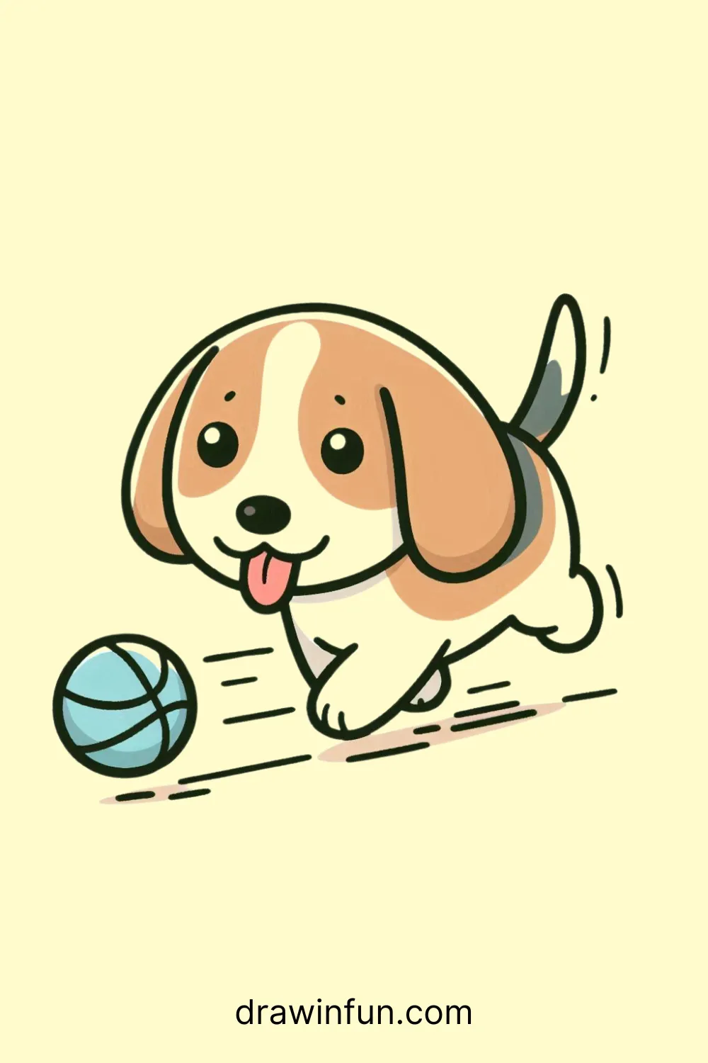 Beagle chasing a ball easy drawing