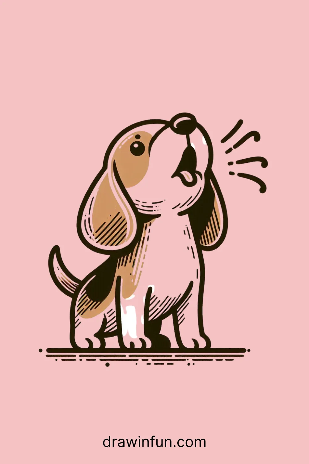 Beagle howling Easy Drawing