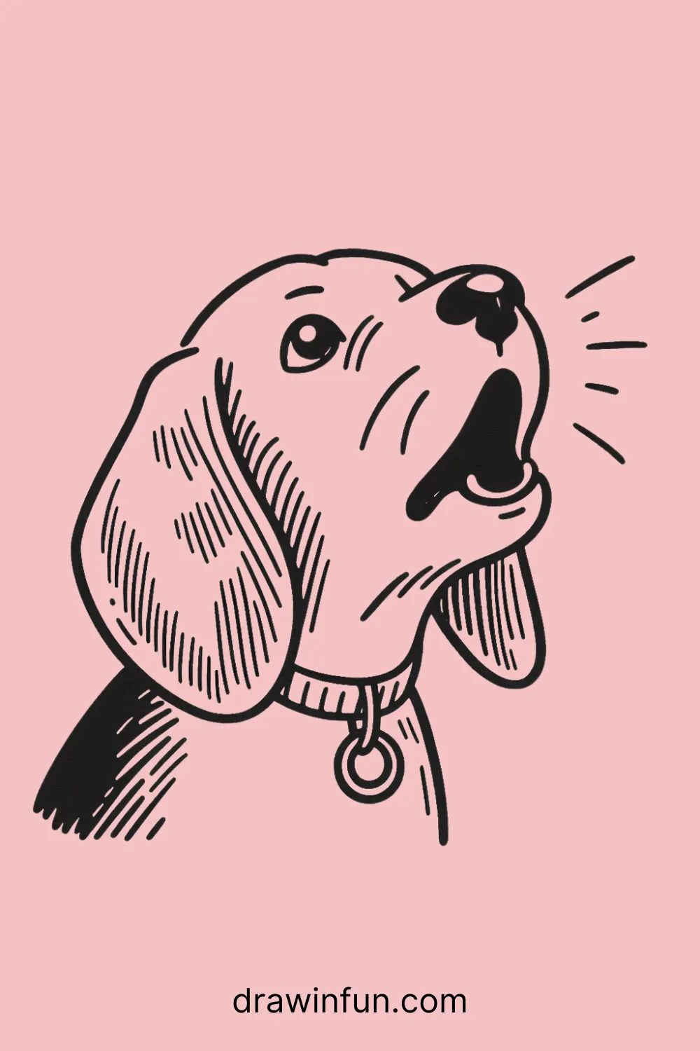 Beagle howling Easy Drawing