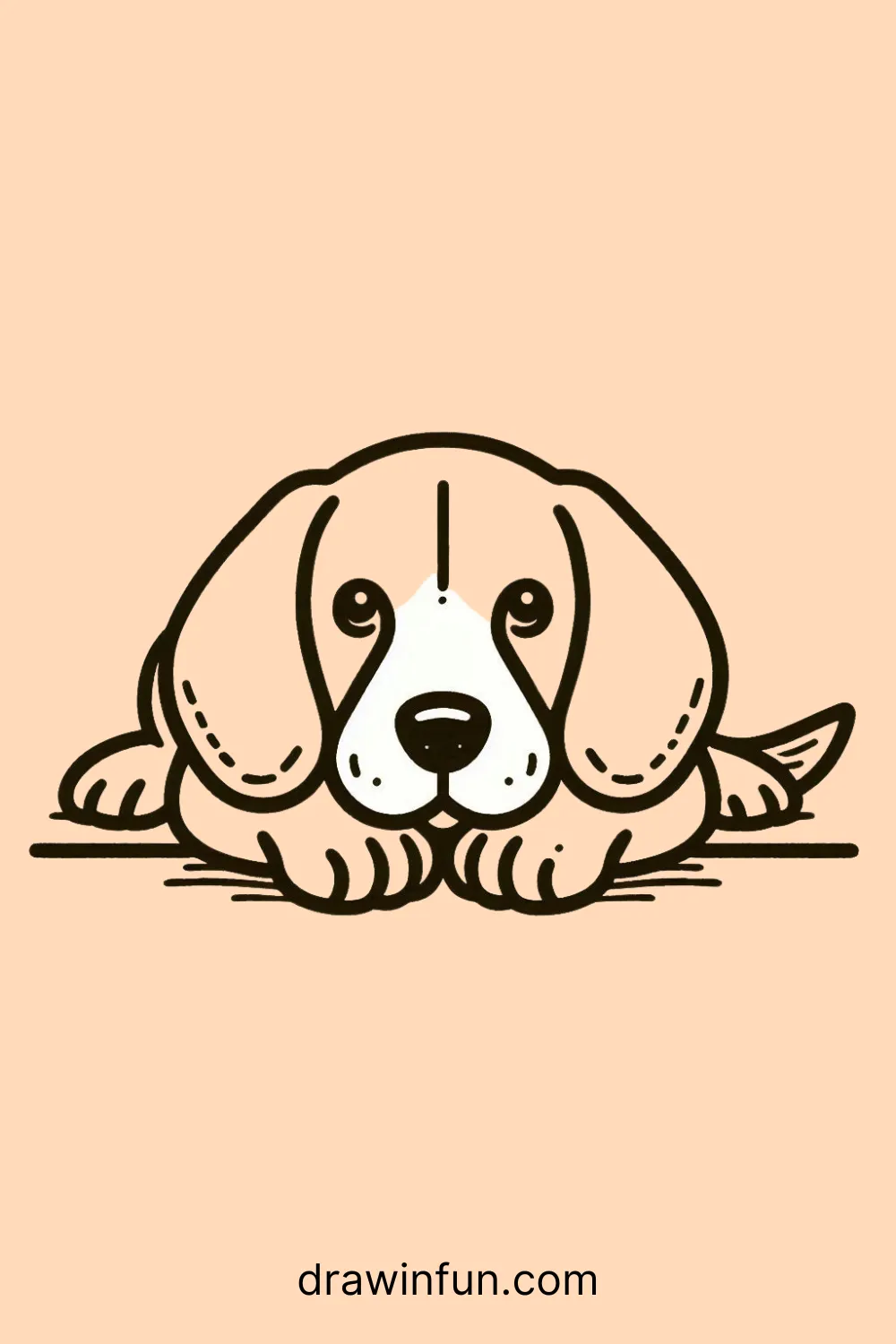 Beagle lying down with head on paws easy drawing