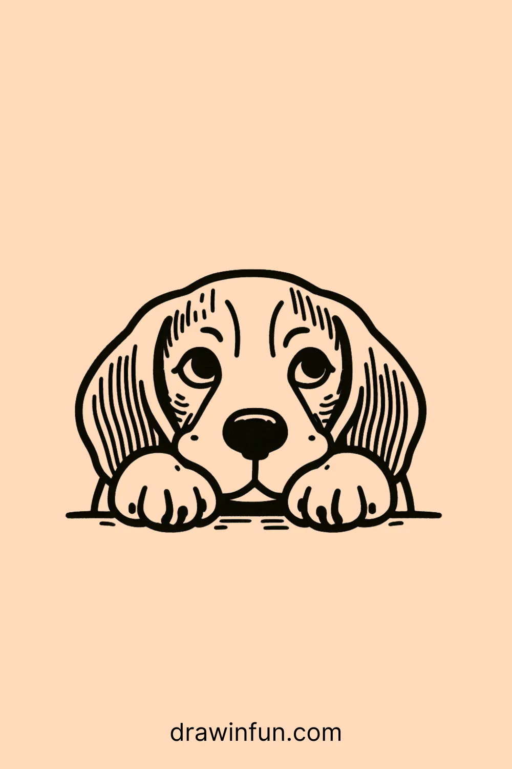 Beagle lying down with head on paws easy drawing