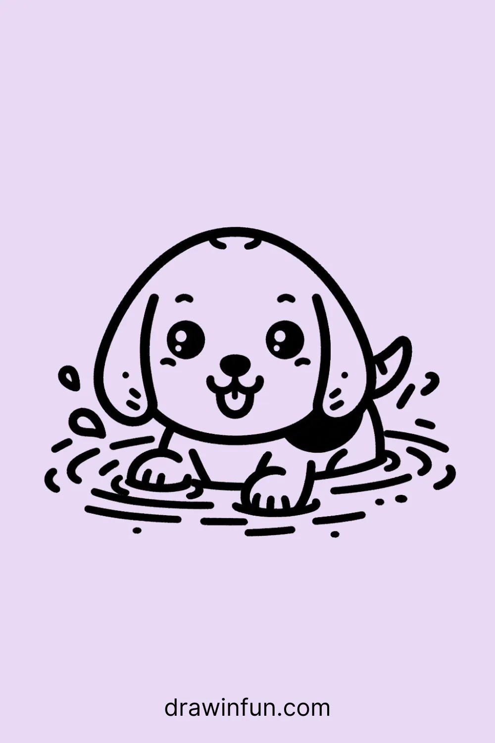 Beagle playing in water easy drawing