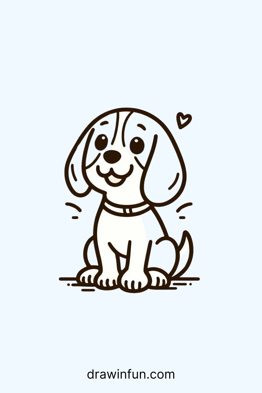 Beagle sitting with a happy expression easy drawing