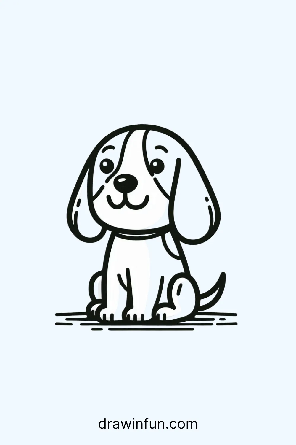 Beagle sitting with a happy expression easy drawing