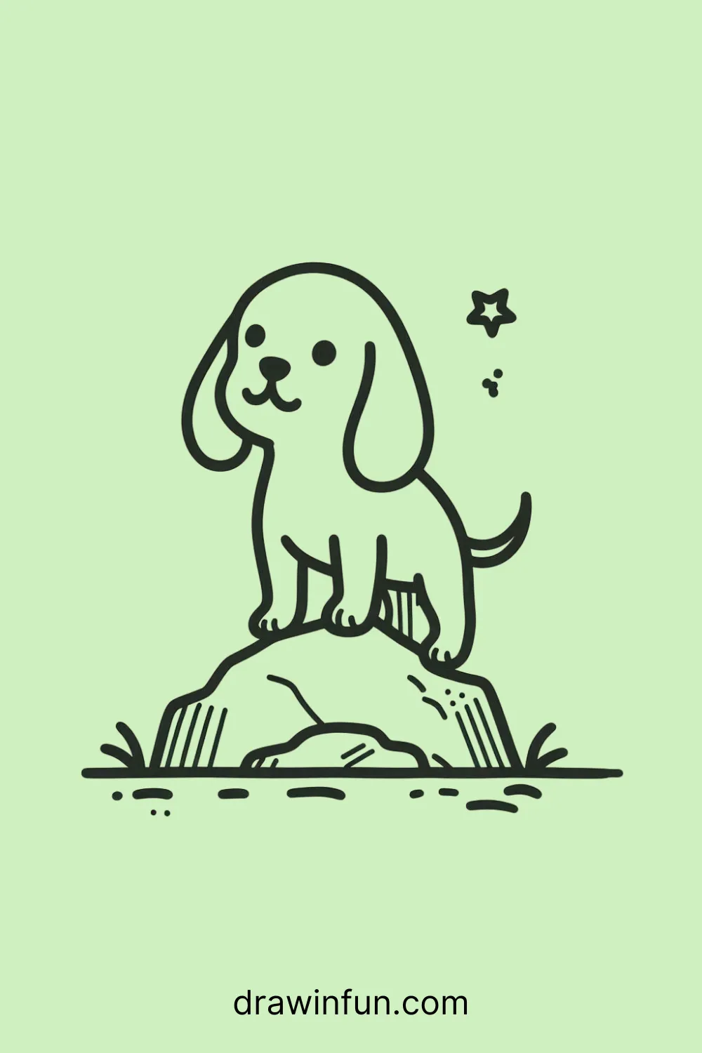 Beagle standing on a rock easy drawing