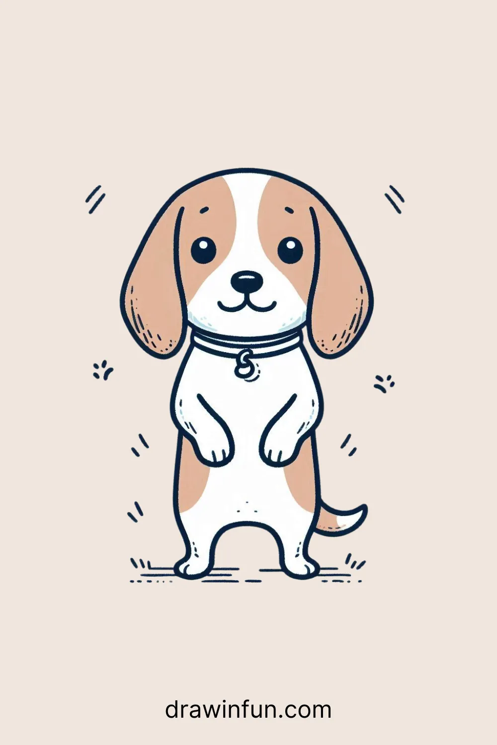 Beagle standing on hind legs easy drawing