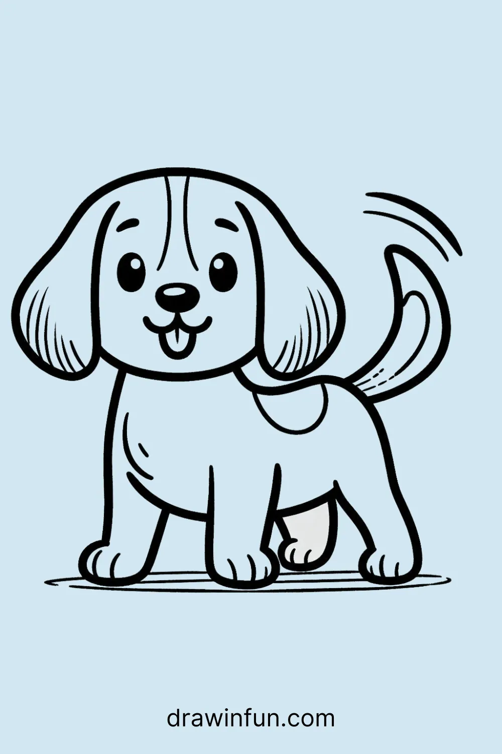 Beagle wagging its tail easy drawing