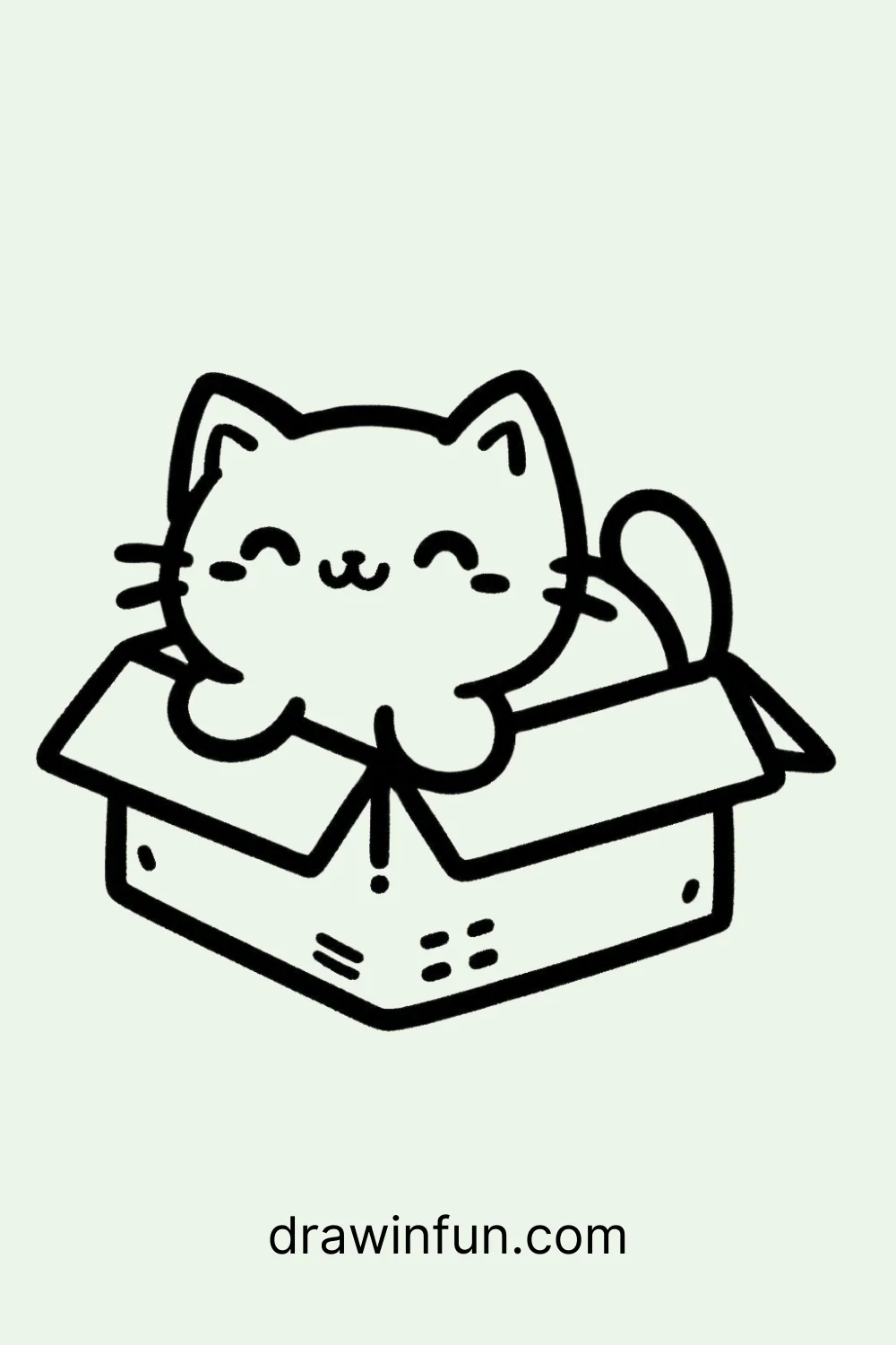 Cat in a Box easy drawing