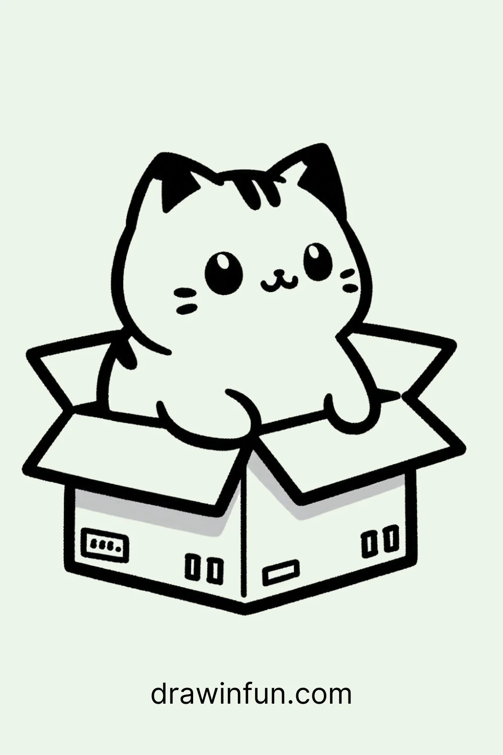 Cat in a Box easy drawing