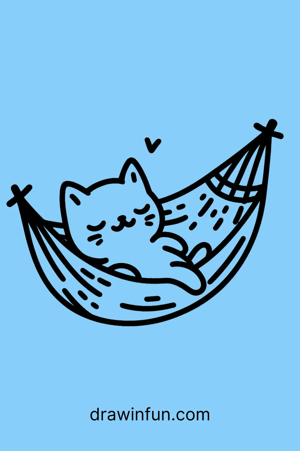 Cat in a Hammock easy drawing