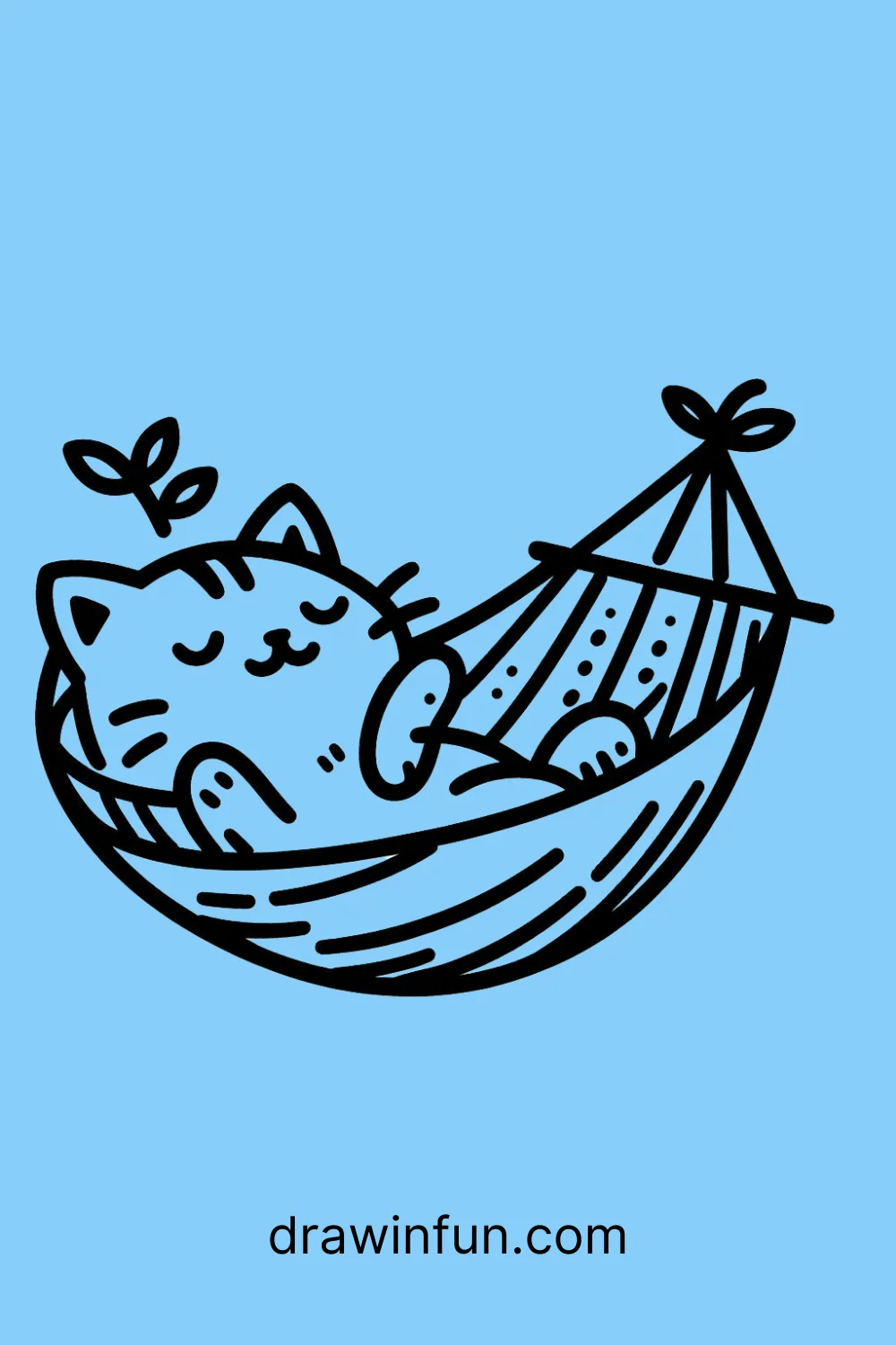 Cat in a Hammock easy drawing