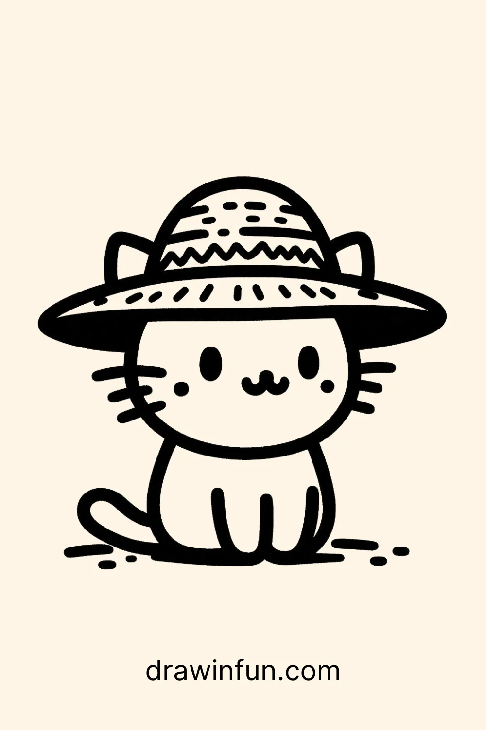 Cat with a Hat easy drawing