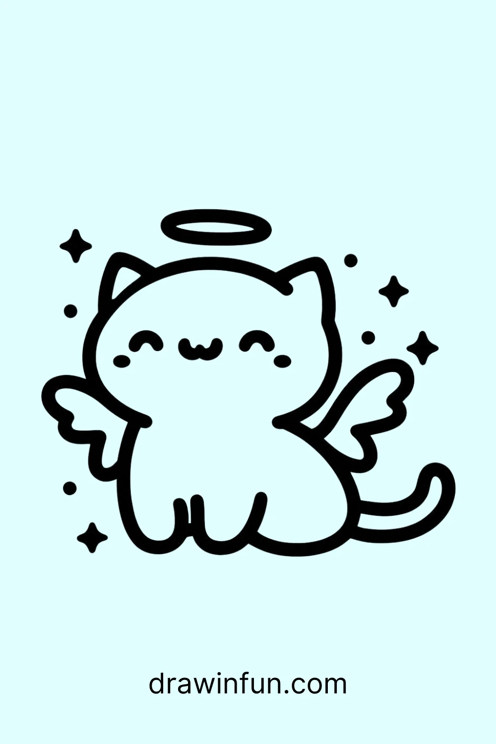 Cat with Angel Wings  easy drawing