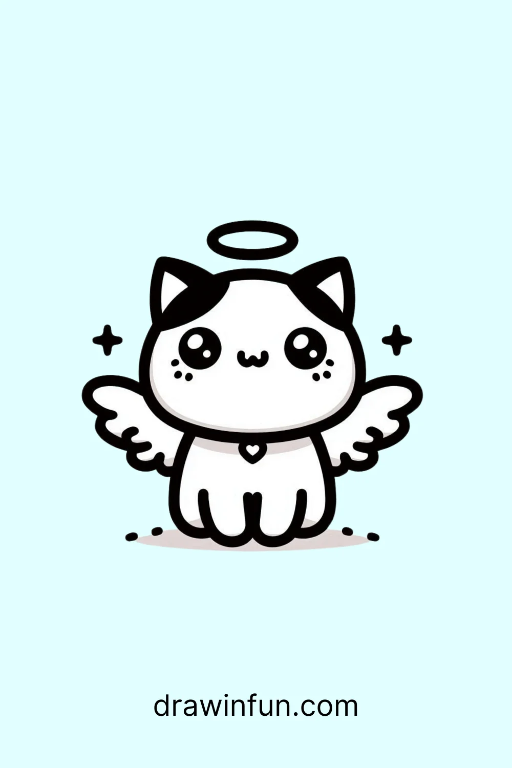 Cat with Angel Wings easy drawing