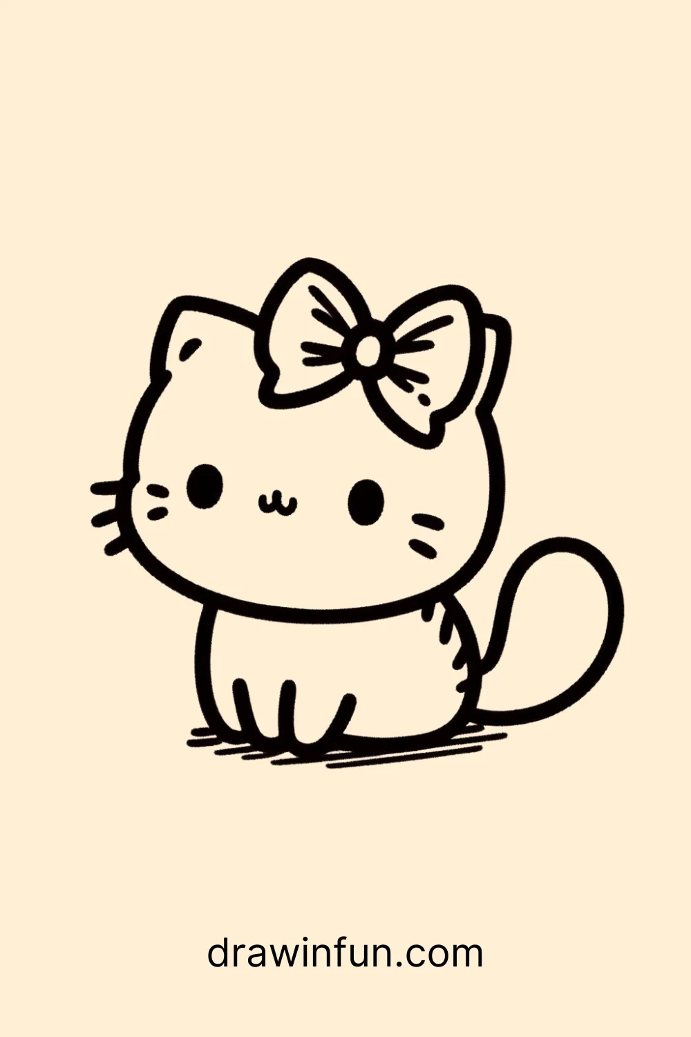 Cat with a Bow easy drawing