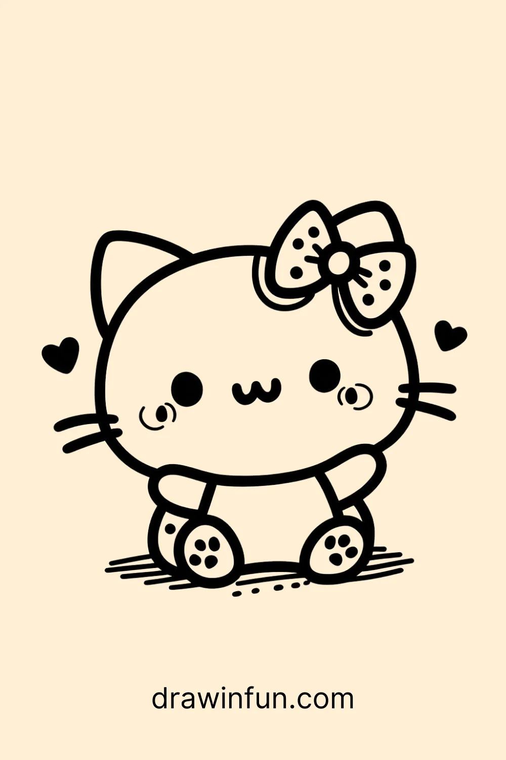 Cat with a Bow easy drawing