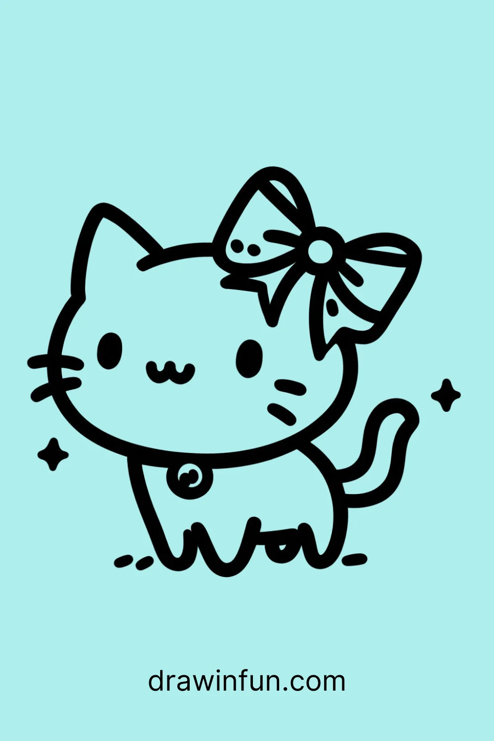 Cat with a Ribbon easy drawing