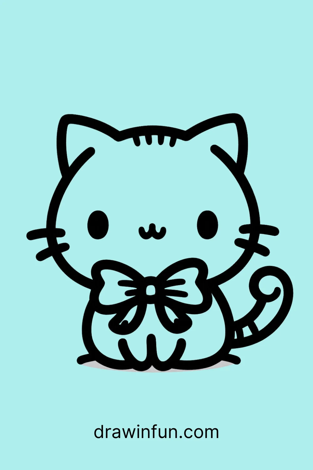 Cat with a Ribbon easy drawing