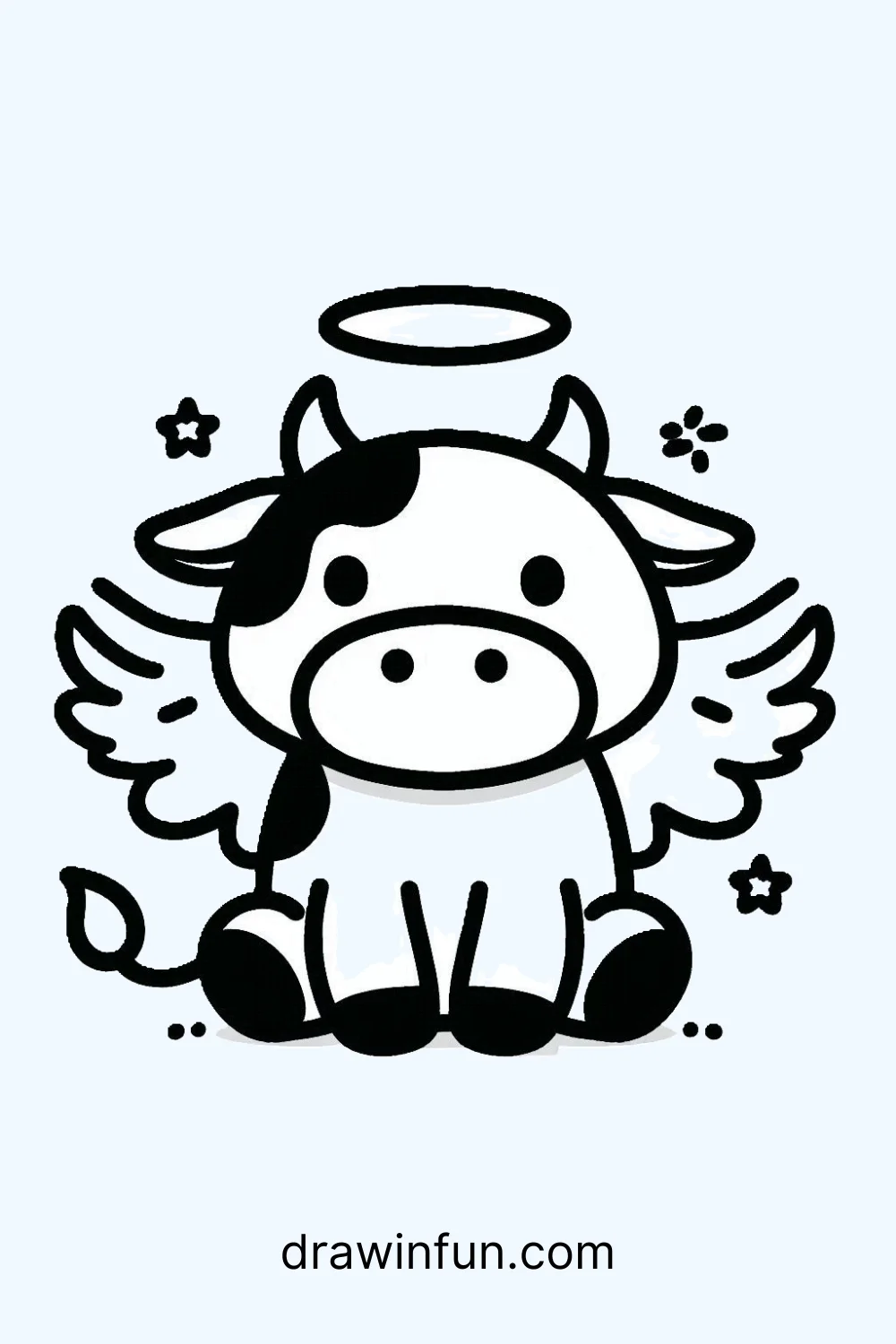 Cow with Angel Wings easy drawing