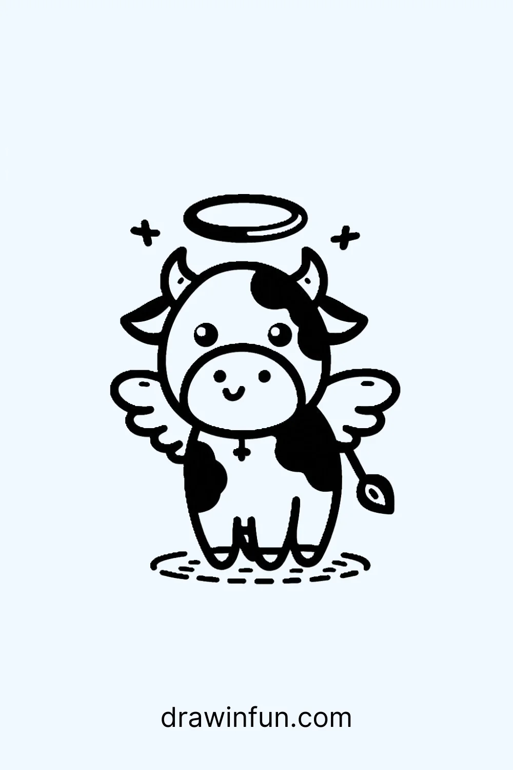 Cow with Angel Wings easy drawing