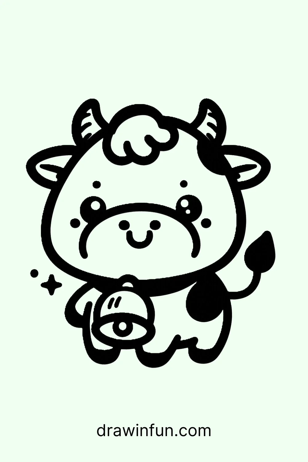 Cow with Bell easy drawing