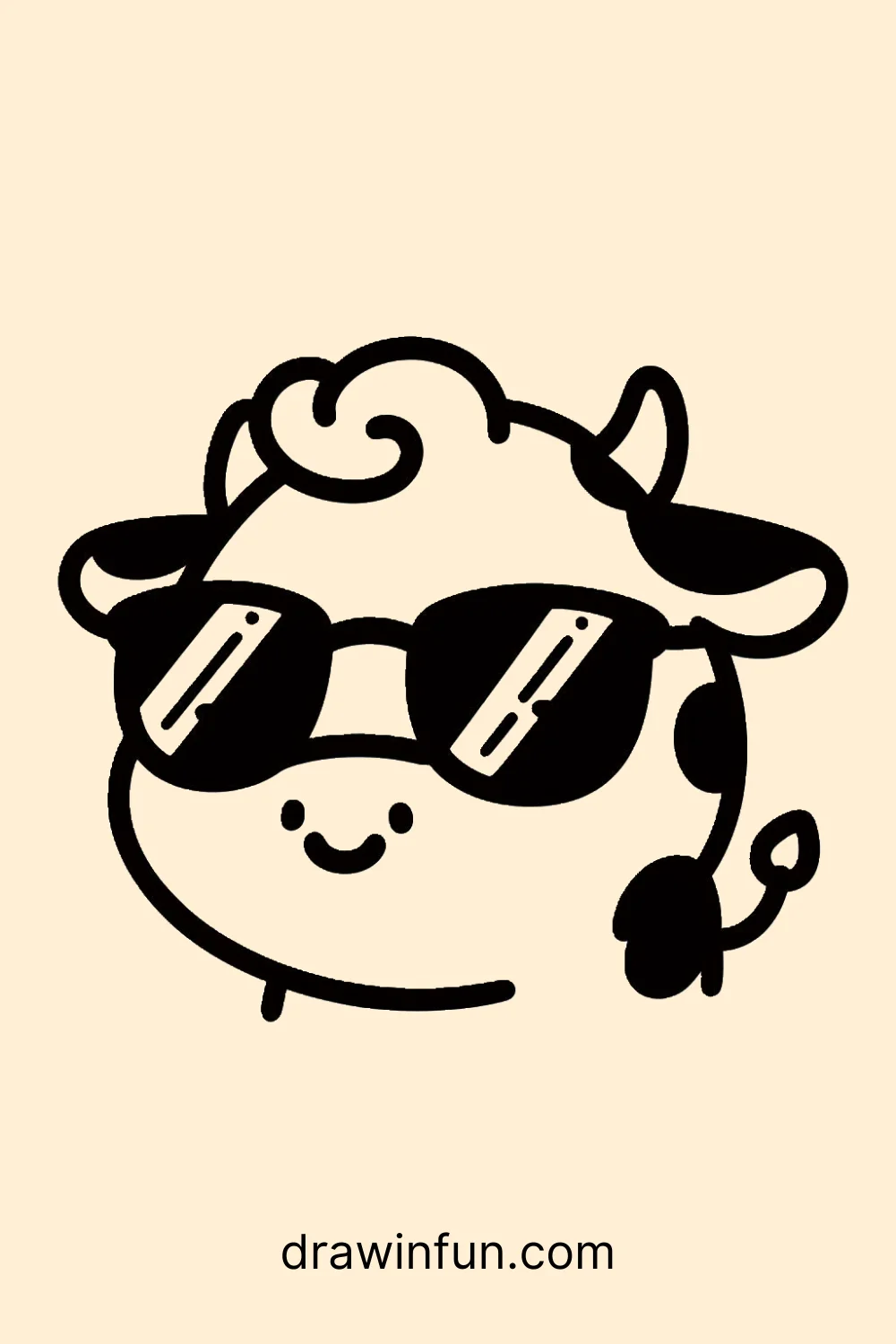 Cow with Sunglasses easy drawing