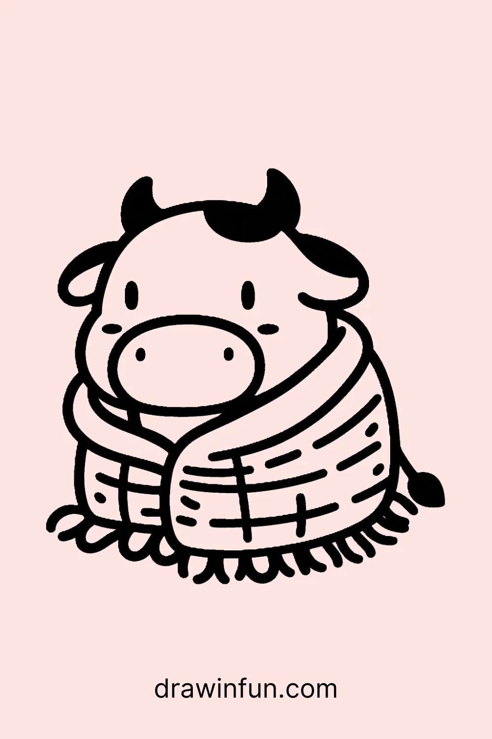 Cow with a Blanket easy drawing