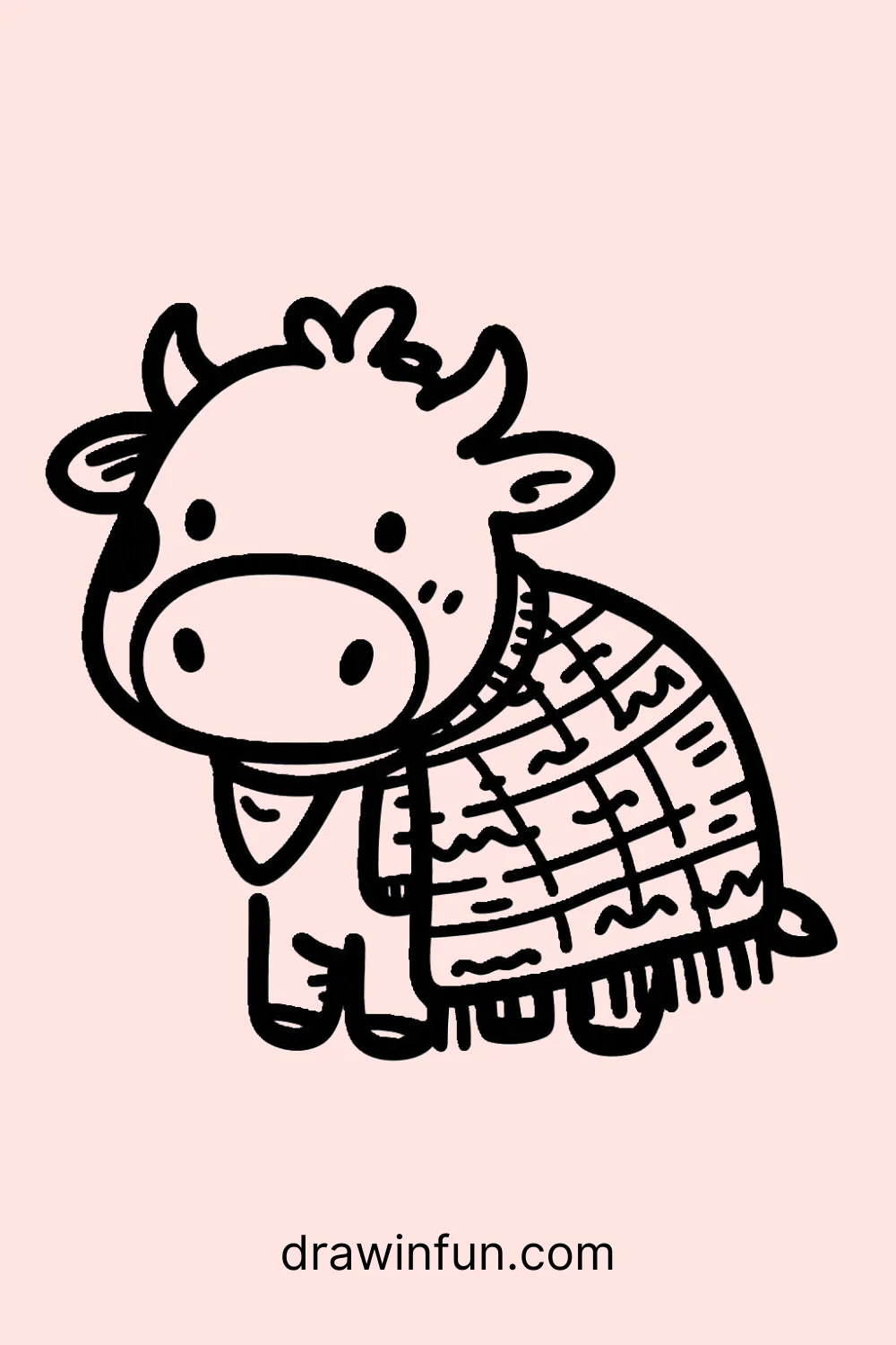 Cow with a Blanket easy drawing