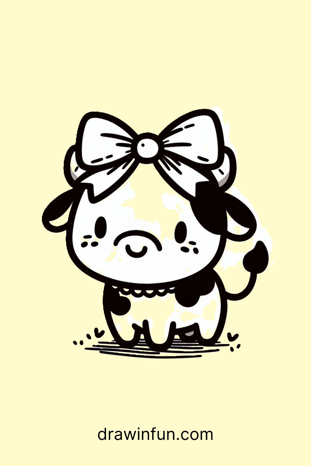 Cow with a Ribbon easy drawing