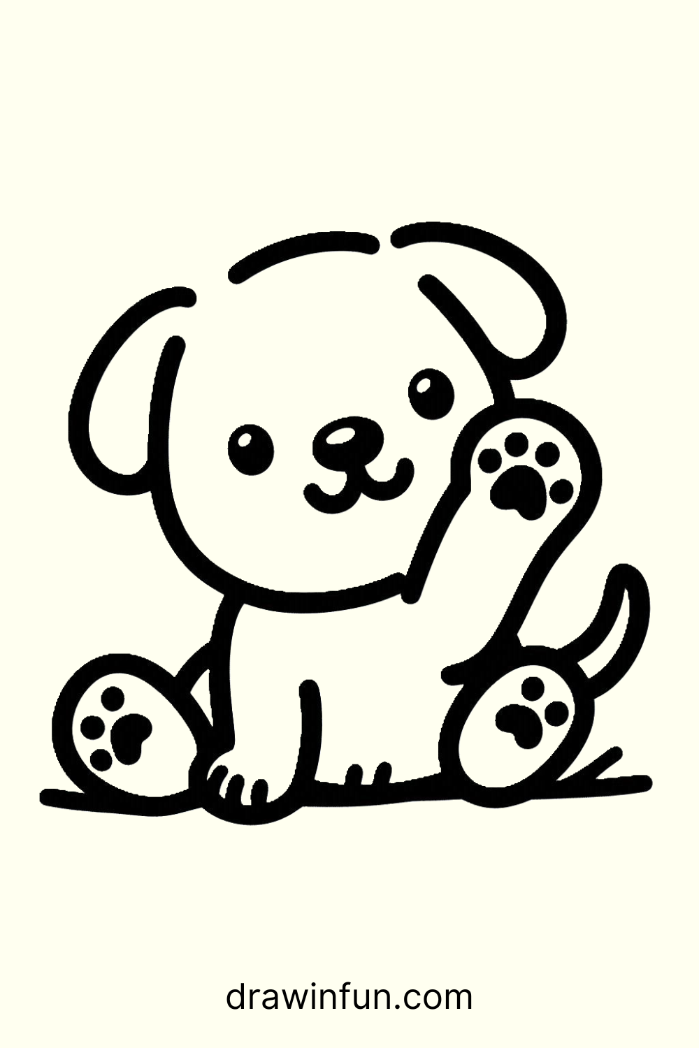 Puppy With Paws Up easy drawing