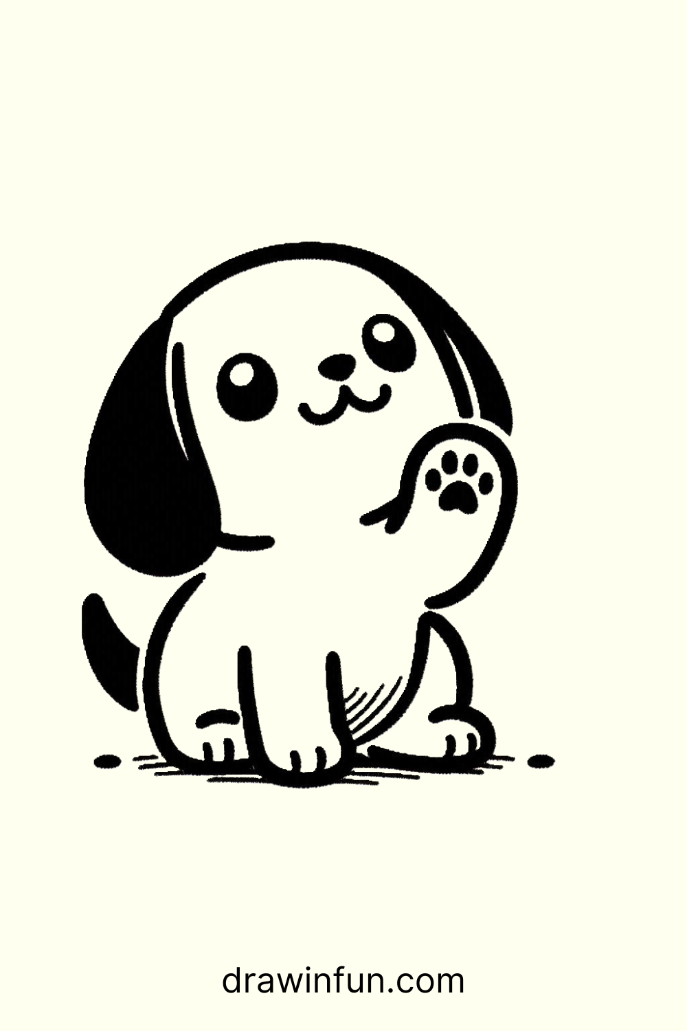 Puppy With Paws Up easy drawing