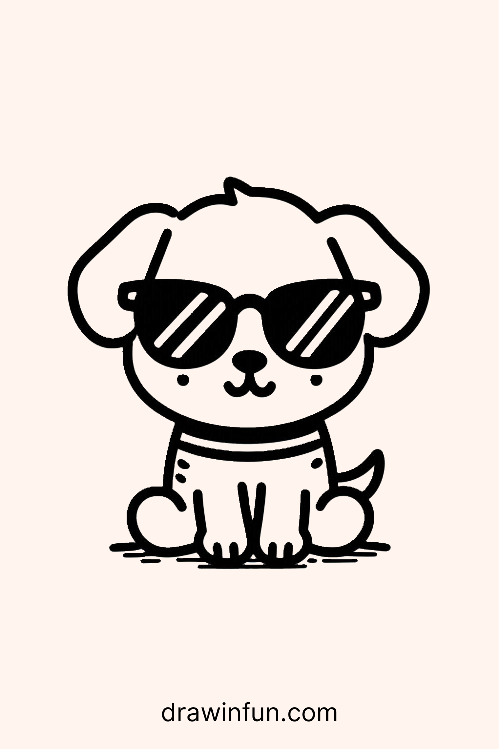 Puppy With Glasses easy drawing