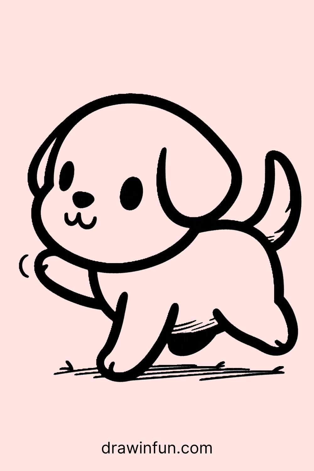 Running Puppy Easy Drawing