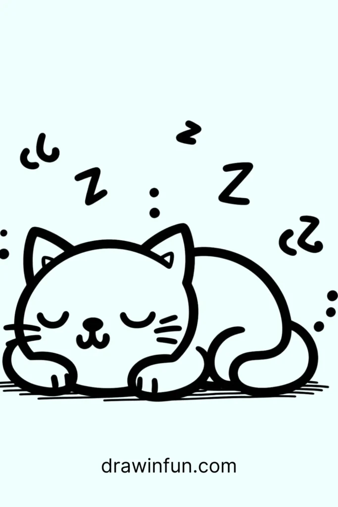 Sleeping Cat easy drawing