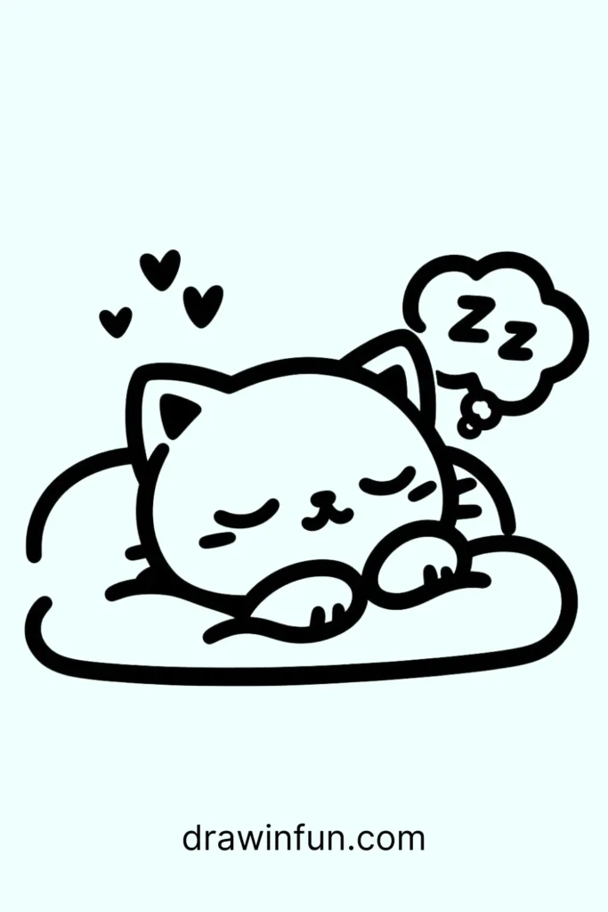 Sleeping Cat easy drawing