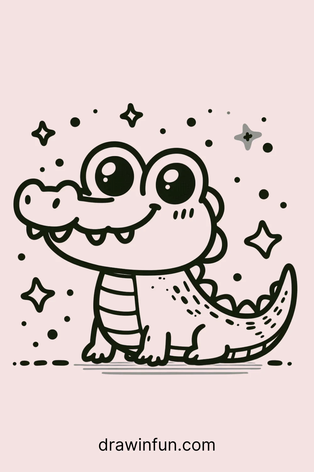 Smiling Crocodile easy drawing