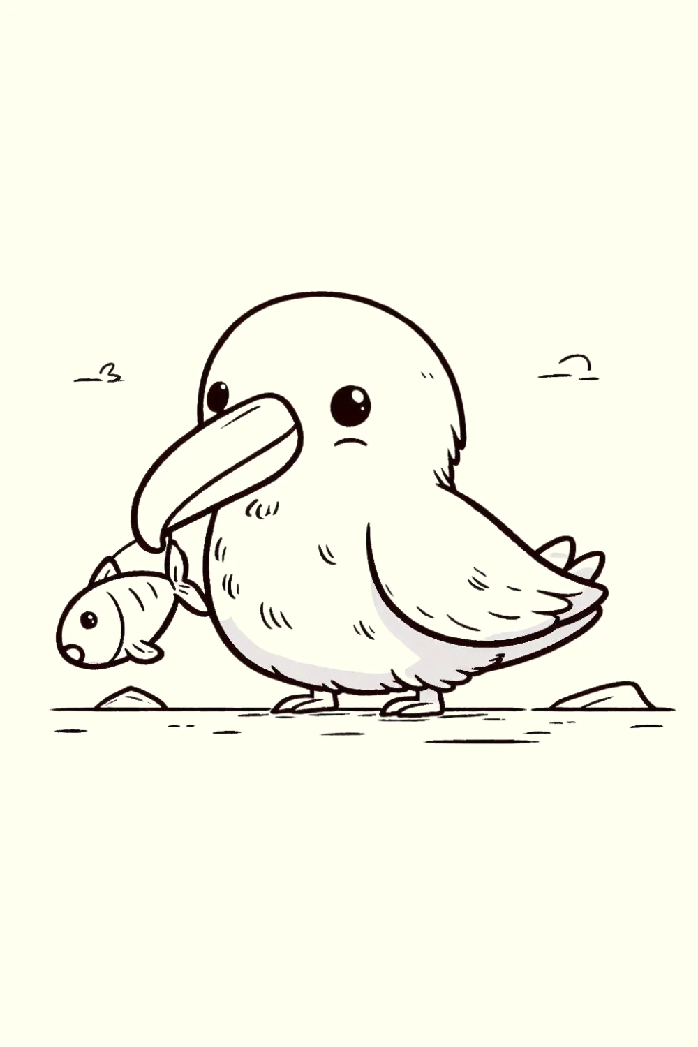 Albatross Holding Fish easy drawing
