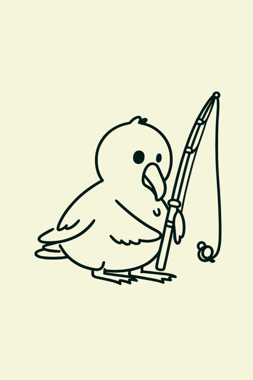 Albatross with a Fishing Rod easy drawing