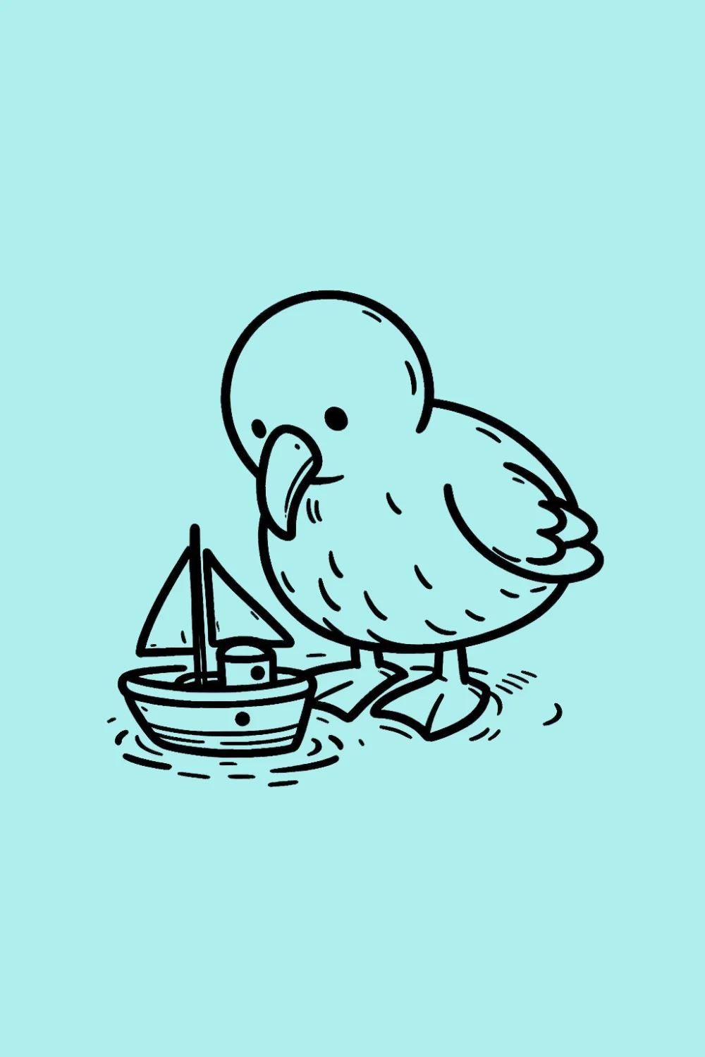 Albatross with a Toy Boat easy drawing