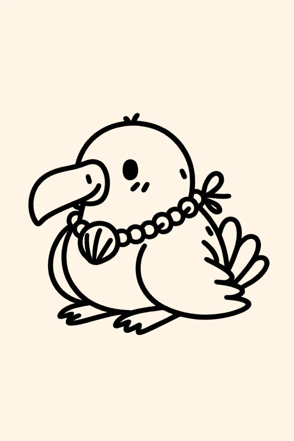 Albatross with a Seashell Necklace easy drawing