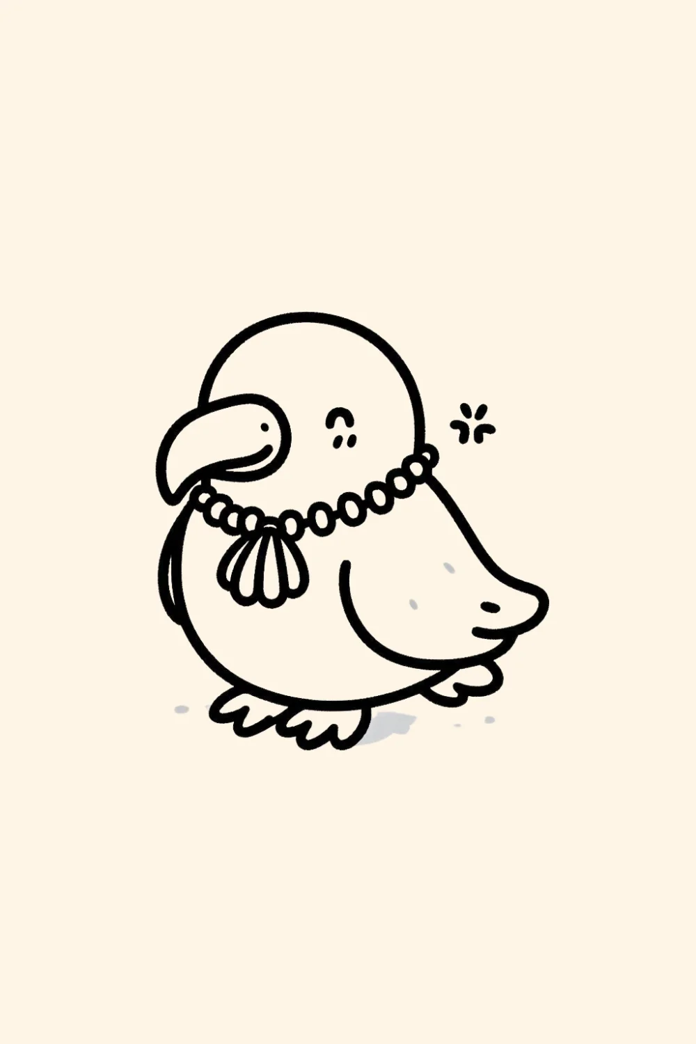 Albatross with a Seashell Necklace easy drawing