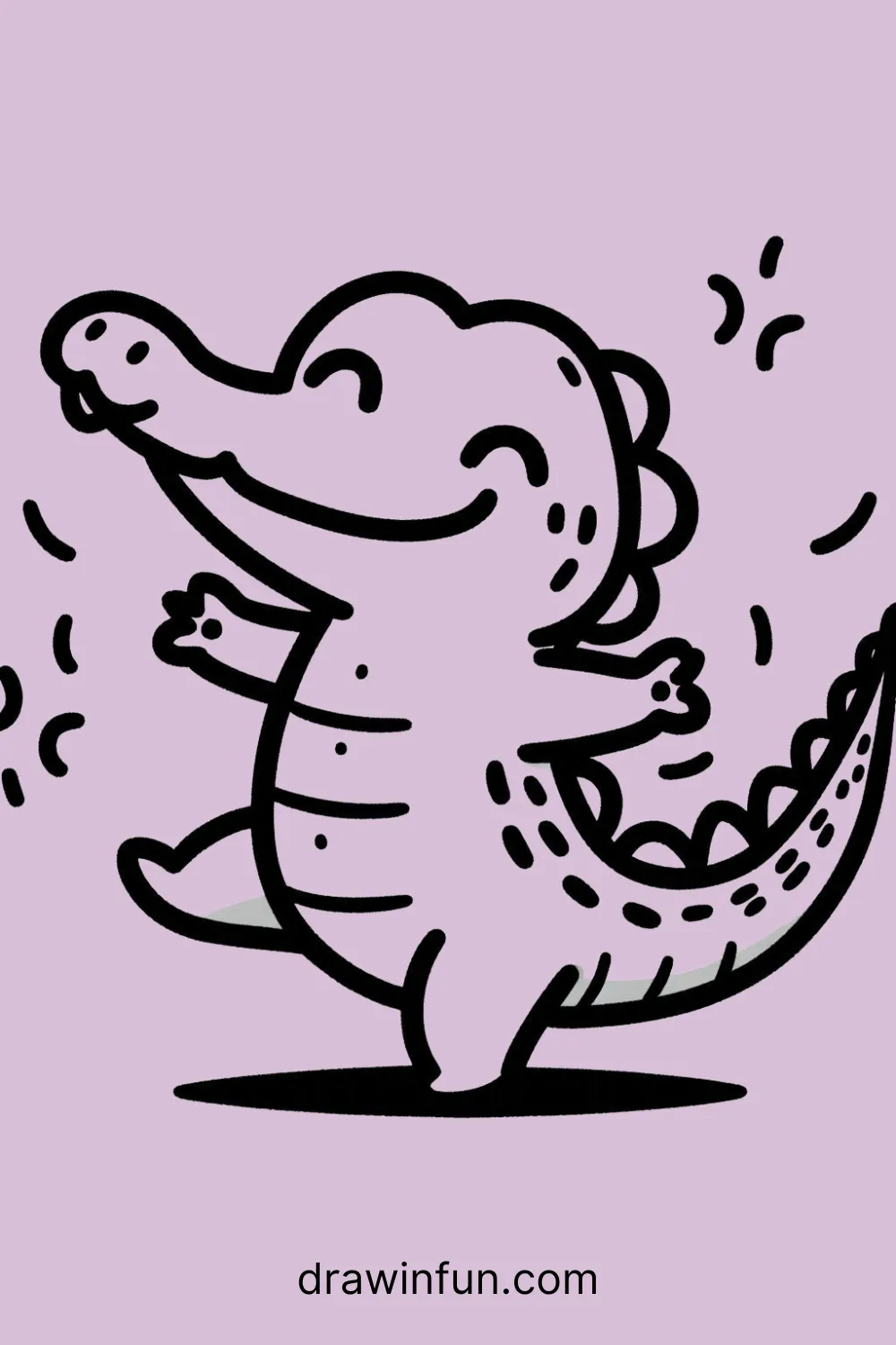 Alligator Dancing easy drawing