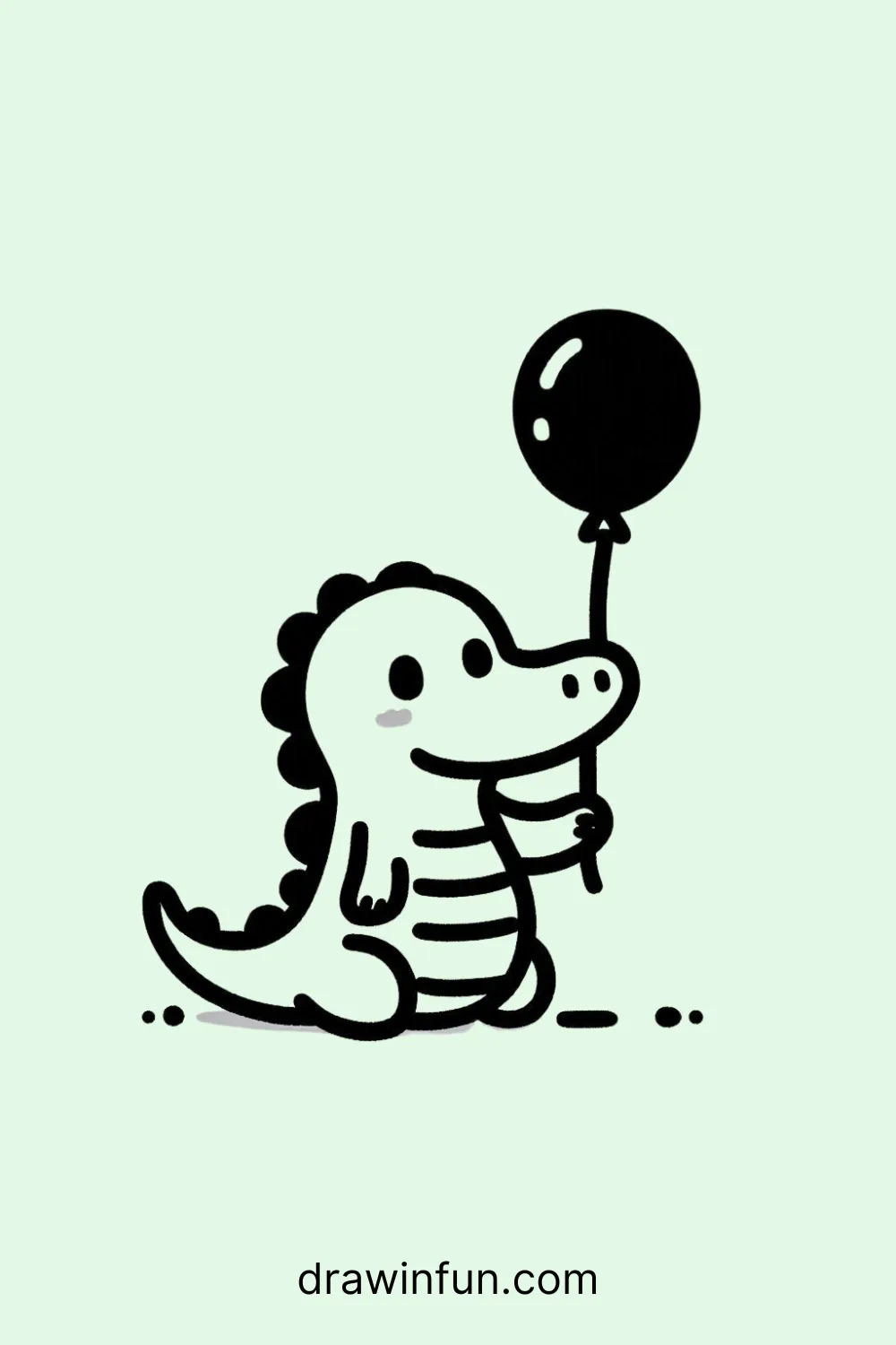 Alligator with a Balloon easy drawing