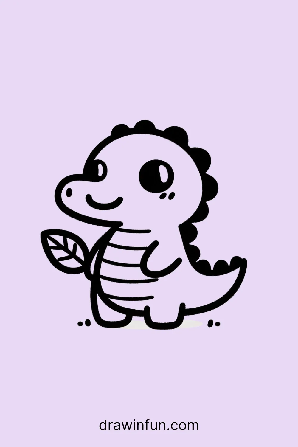 Alligator with a Leaf easy drawing