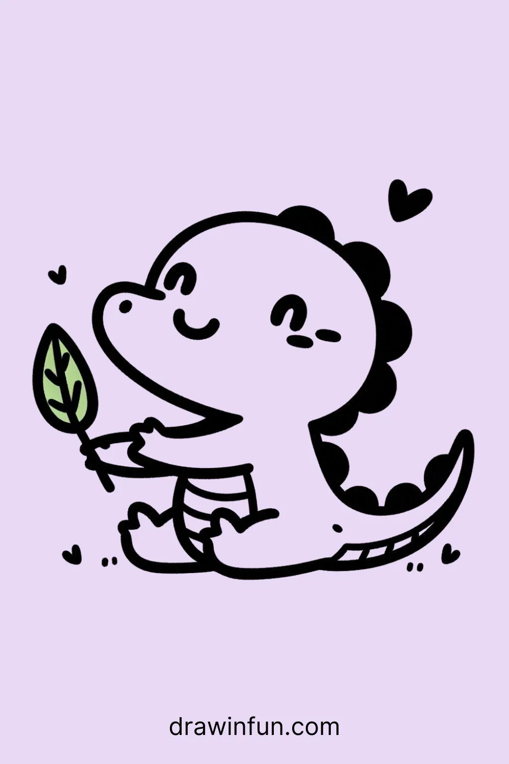 Alligator with a Leaf easy drawing