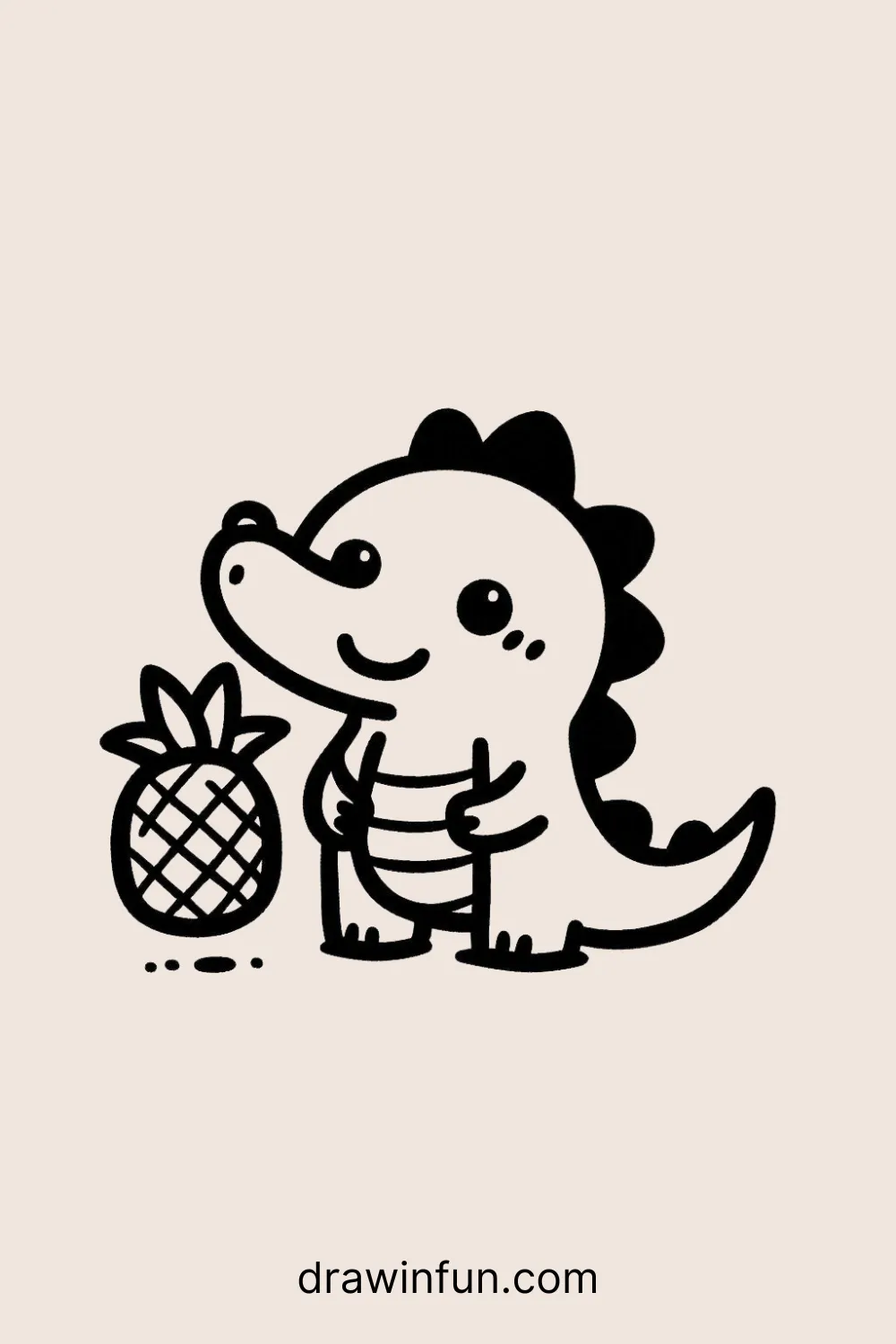 Alligator with a Pineapple easy drawing