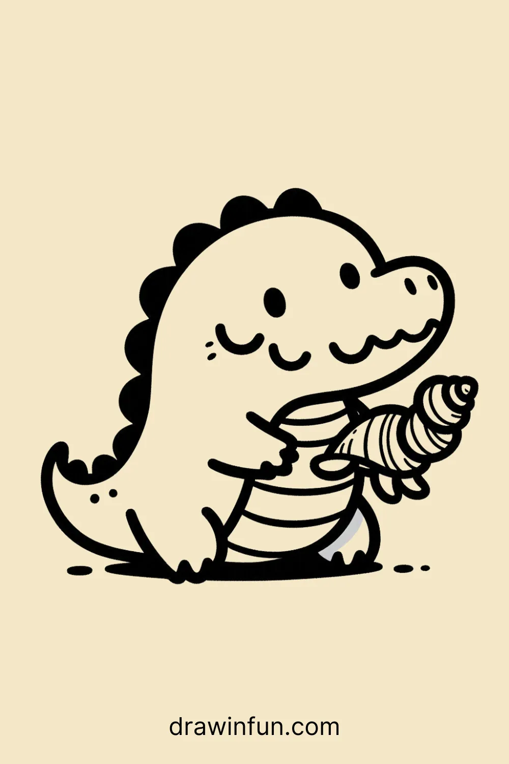 Alligator with a Shell easy drawing